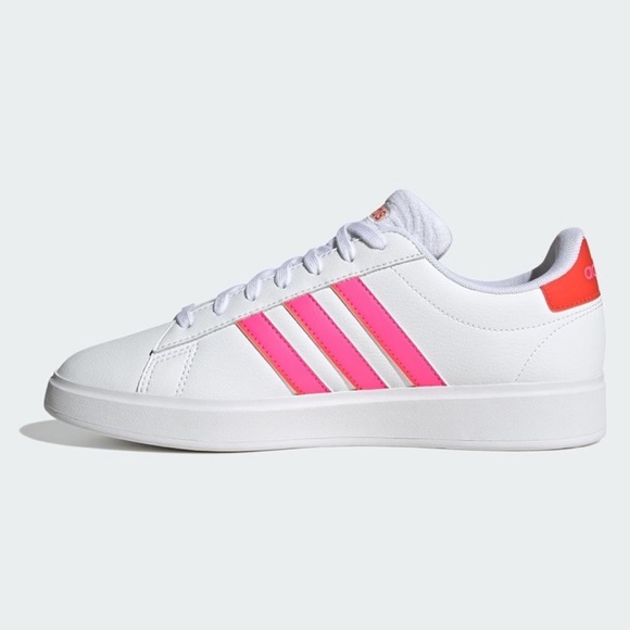 Adidas Grand Court 2.0 Sneakers White Lucid Pink Bright Red Size 8 Low Top - Picture 14 of 14